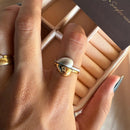 Anel Duplo coração Banho Mesclado Regulável