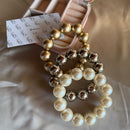 Pulseiras Trio de pulseiras em Esfera pérola, dourado e prata