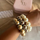 Pulseiras Trio de pulseiras em Esfera pérola, dourado e prata