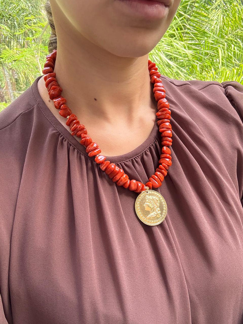 Colar Boho Moeda escolha sua cor preferida