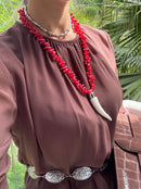 Colar longo Boho Cascalho e Dente escolha sua cor preferida!