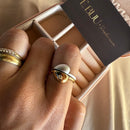 Anel Duplo coração Banho Mesclado Regulável