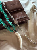 Combo Colar de dente e Choker Boho Chic